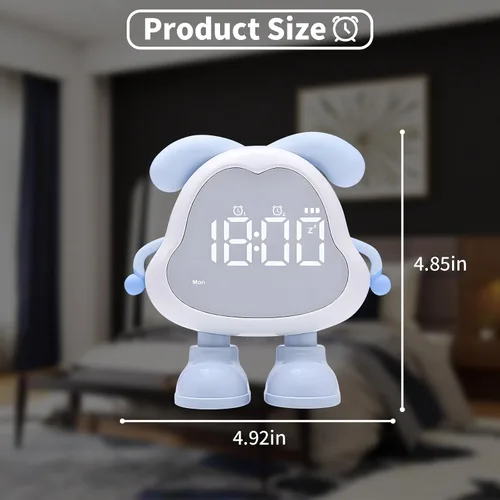 Vista 2 de DORA - Reloj despertador para perros para dormitorios de niños y niñas, bonito reloj despertador LED con pantalla digital, entrenador de sueño