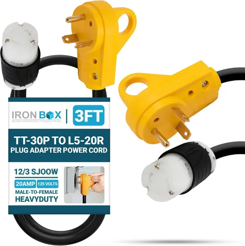 Vista 38 de IronBox Electric TT-30P a TT-30R - Adaptador y extensión - 30A, 125V, 10/3 SOOW - Cable adaptador de conector de enchufe resistente, cable