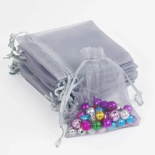 Vista 9 de Lautechco 100 bolsas de organza – 4 x 6 pulgadas, bolsas de regalo de malla beige con cordón para Navidad