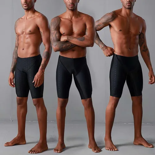 Vista 4 de BROKIG Traje de baño para hombre, escalas reflectantes de resistencia, pantalones cortos de natación de regazo, traje de baño de entrenamiento