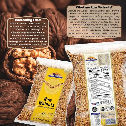 Vista 4 de Rani Nueces crudas, mitades y trozos 32 oz (2 libras) 32.03 oz ~ Todo natural Vegano Apto para gluten Producto fresco de Estados Unidos