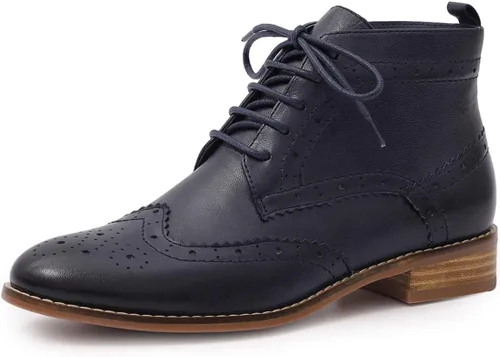 Vista 10 de Mona flying - Botas de cuero para mujer, con cordones, estilo Oxford, brogues, hasta el tobillo, de alta moda, con ataduras, botas de combate
