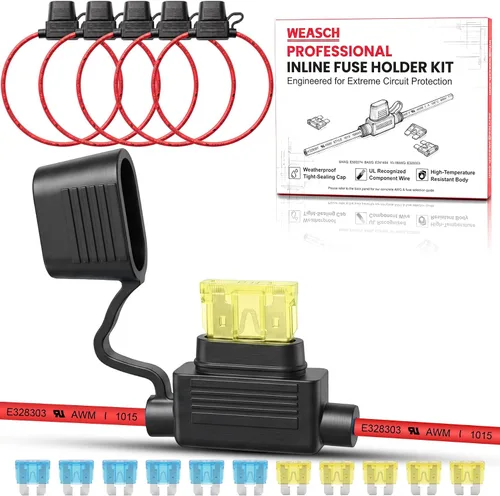 Vista 14 de 2 Pack 8 AWG 12V Maxi Fuse Holder UL Recognized Wire with 80A Fuses IP67 8 Gauge Heavy-duty Fuse Holder for High-Current 12V Systems, Including