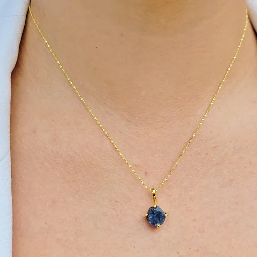 Vista 15 de Juego de joyas de piedras preciosas crudas reales con plata de ley 925 chapada en oro real, collar y aretes de piedra natal, regalo para ella por