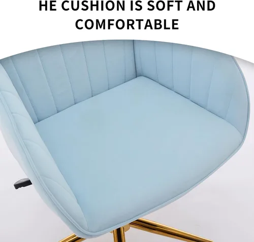 Vista 7 de Silla de escritorio de oficina en casa, cómoda silla de computadora de terciopelo con asiento de respaldo, 300 libras de altura ajustable ergonómica