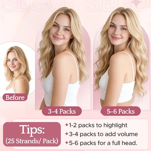 Vista 4 de SEGO Extensiones de cabello humano real con punta K, extensiones de cabello humano real, con punta en U, sin costuras, previamente adheridas