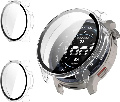 Vista 10 de Rc-Z Paquete de 2 fundas protectoras de pantalla para reloj inteligente Amazfit Balance, parachoques duro de policarbonato integrado, película