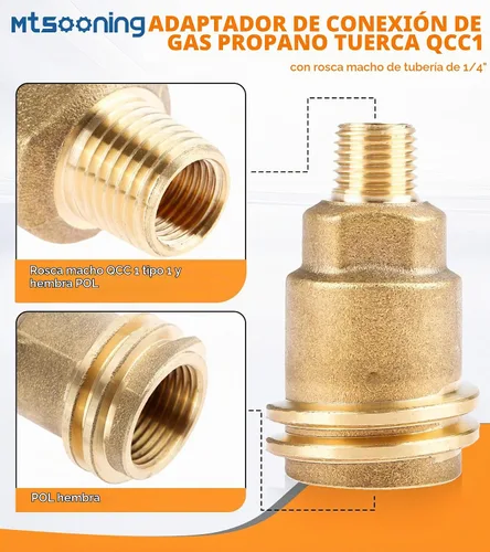 Vista 5 de Manguera de extensión de propano NPT de 1/4" y kit de montaje de adaptador