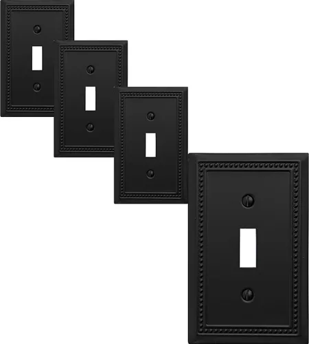 Vista 48 de OKAWYC Belaire - Cubierta para interruptor de luz de decoración individual, placa de pared de metal con cuentas, paquete de 4 unidades de bronce
