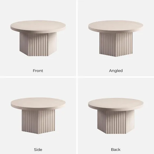 Vista 9 de SICOTAS Mesa de centro redonda para sala de estar, mesa de centro acanalada moderna de 32 pulgadas con almacenamiento, mesa de comedor de té