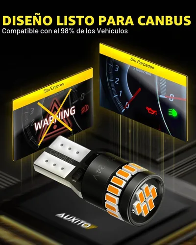 Vista 6 de AUXITO - Foco LED 194, amarillo ámbar, 168, 175, 2825, W5W, T10, kit de luces LED de repuesto sin error Canbus para interior de auto, cúpula