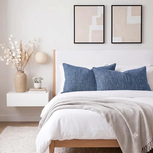 Vista 3 de decorUhome Juego de 2 fundas de almohada de felpilla de color azul marino