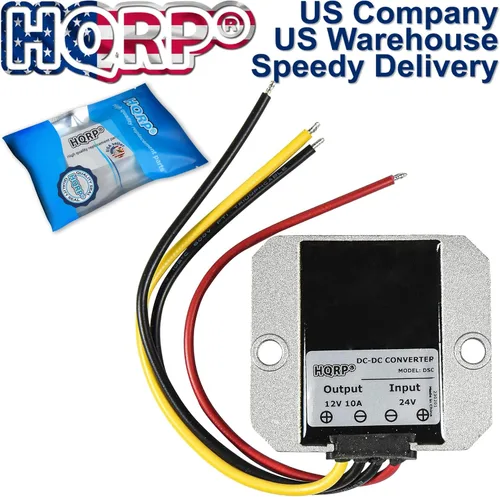 Vista 2 de HQRP Convertidor descendente CC-CC de 24 V a 12 V 10 A 120 W, adaptador de fuente de alimentación compatible con carrito de golf Club Car, tira