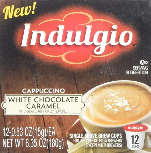 Vista 5 de Indulgio Capuchino, caramelo de chocolate blanco, 12 unidades de taza individual para cafeteras Keurig K-Cup