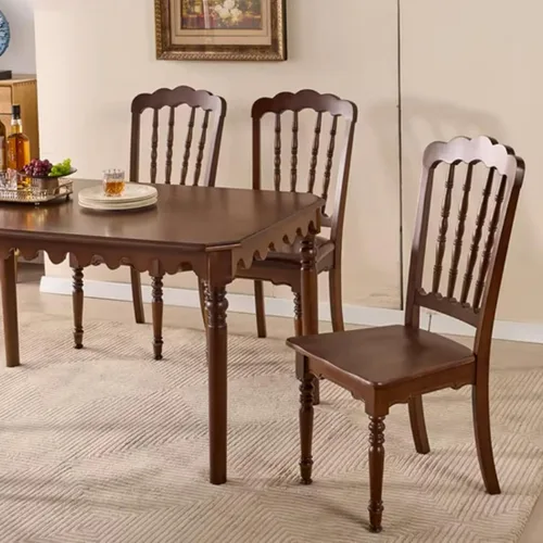Vista 2 de Wooden Dining Chairs Set of 4 Upholstered Kitchen Chair with Slatted Backrest, Classic Armless Dining Chair for Restaurants/Kitchens(Fabric Cushion