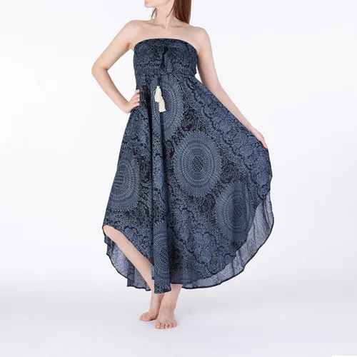 Vista 6 de Lannaclothesdesign - Falda larga para mujer de estilo bohemio, gitano, hippie, ropa de falda boho Rosa doble negra