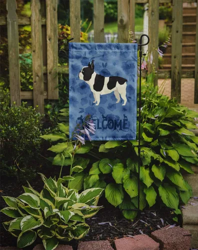 Vista 2 de Caroline's Treasures CK6243GF Bandera de bienvenida de bulldog francés para buzón, bandera decorativa para patio exterior, obras de arte de patio