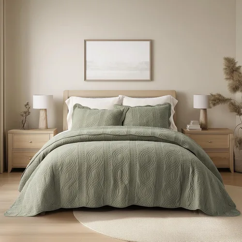 Vista 10 de EVERGRACE HOME - Juego de edredón de cachemira 100% algodón, tamaño King Lino Paisley Beige