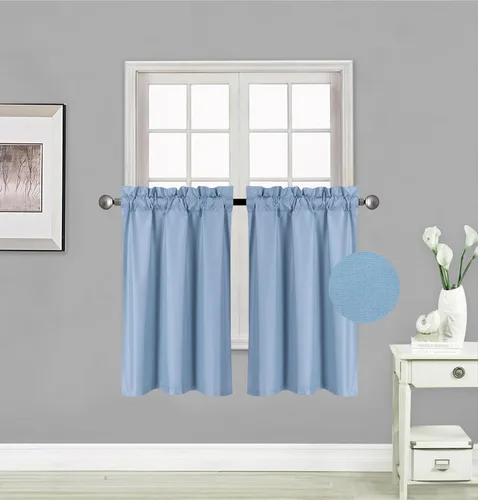 Vista 6 de Elegant Home - Cortina de 2 paneles para ventanas, aislante, panel corto, 28 pulgadas de ancho x 36 pulgadas de largo, cada una para cocina, baño
