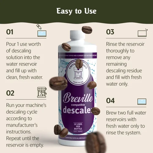 Vista 5 de Breville - Descalcificador (10 usos) especialmente formulado para descalcificar y limpiar tu máquina de café espresso Breville, kit