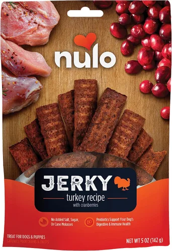 Vista 10 de Nulo Premium Jerky Strips - Golosinas para perros, tiras de cecina con alto contenido de proteínas sin granos hechas con probiótico BC30 para apoyar