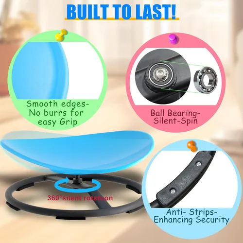Vista 3 de Silla giratoria para niños autistas, silla giratoria sensorial para niños con autismo, TDAH, juguetes sensoriales para sentarse y girar para niños