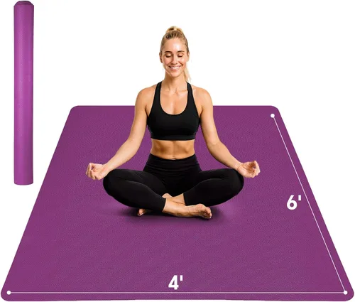 Vista 11 de Stepwaver Esterilla de yoga extragrande de 6 x 4 pies (1/3 pulgadas y 1/4 pulgadas de grosor), antideslizante, ultra duradera, amplia alfombrilla