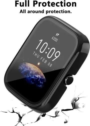 Vista 4 de Rc-Z - Protector de pantalla para reloj inteligente Amazfit Bip 3/Bip 3 Pro, paquete de 2 protectores de policarbonato duro, accesorios de funda