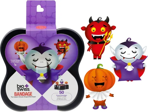 Vista 7 de BioSwiss Vendajes, juego de vendajes autoadhesivos en forma de alienígena de Halloween, sin látex, cuidado de heridas estériles, 24