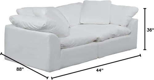 Vista 3 de Sunset Trading Cloud Puff - Sofá modular de 2 piezas con cubierta seccional blanca, tela resistente a la humedad