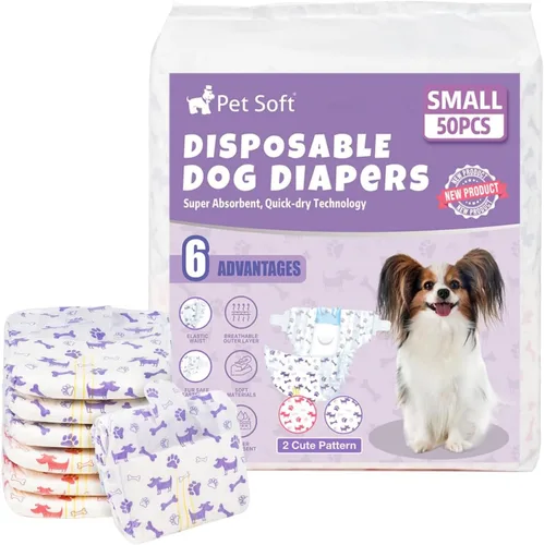 Vista 14 de Pet Soft Pañales desechables para perras – Pañales desechables para perritos con indicador de humedad, pañal para cachorros y gatos súper