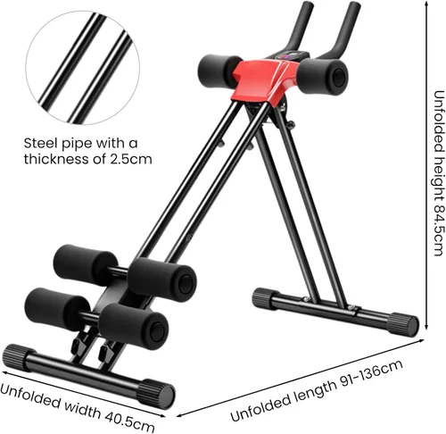 Vista 9 de Máquina de abdominales, máquina de entrenamiento abdominal, rueda de rodillo abdominal con monitor LCD ajustable de 5 engranajes, moldeador