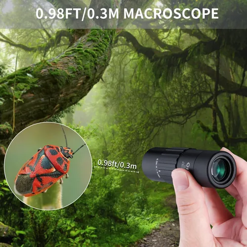 Vista 7 de Telescopio monocular de 10 x 25, tamaño compacto de bolsillo, impermeable, a prueba de niebla para observación de aves, senderismo, campamento