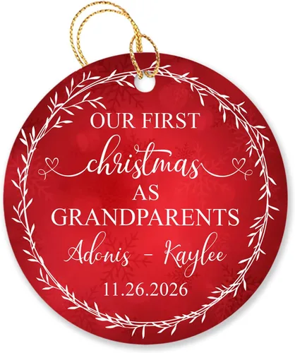 Vista 10 de Adorno de Navidad personalizado de segundo regalo para bebé, hijo, hija, nombre personalizado, reno, corona de bebé, adorno de Navidad 2025, adorno
