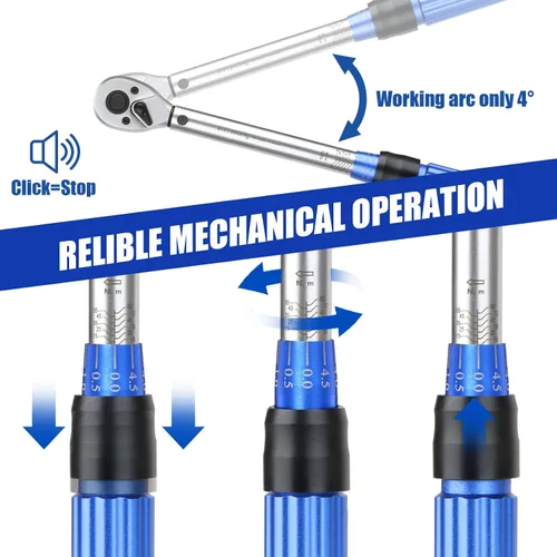 Vista 5 de BULLTOOLS Llave dinamométrica de 3/8 pulgadas con clic de accionamiento, juego de llaves dinamométricas de 72 dientes de dirección dual. Llave