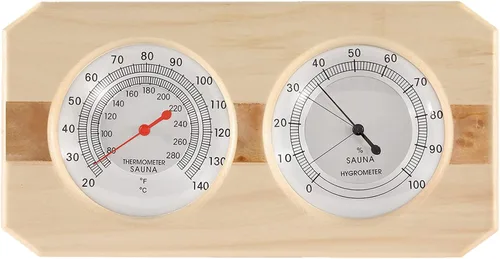Vista 8 de Dyna-Living 2 en 1 Sauna de madera para sauna higrotermógrafo interior Fahrenheit termómetro e higrómetro para hotel o sala de sauna