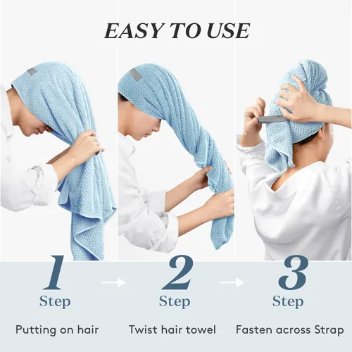 Vista 7 de YFONG Toalla Envolvente Grande para Cabello para Mujeres, Toalla de Cabello de Microfibra Súper Absorbente para Cabello Rizado, Turbantes de Cabello