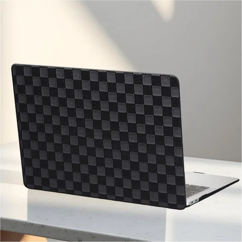 Vista 28 de Funda compatible con MacBook Air de 13 pulgadas (versión 2010-2017). Modelos: A1466 / A1369, funda rígida de piel crema texturizada a cuadros, sin
