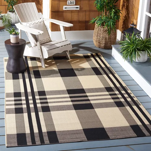 Vista 48 de SAFAVIEH Alfombra Lavable para Exteriores Colección Courtyard - 2'3" x 4', Beige y Azul, Patrón a Cuadros, No Desprende Pelusa y Fácil Limpieza