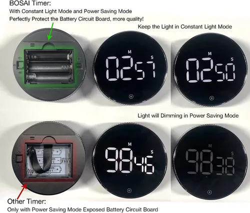 Vista 2 de Temporizadores, temporizador de cocina para niños, temporizador magnético digital de huevos para cocinar, con función de luz constante para aulas