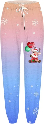 Vista 2 de Mom Women Christmas Printed Waist Pocket High Waist Sports Fitness Casual Pants Smart Skin Fleece Pant for Women