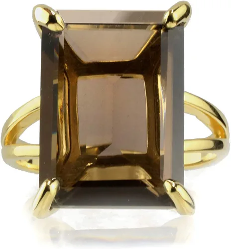 Vista 4 de Smoky Quartz Ring - Emerald Cut Gem Rings for Women - Vibrant Crystal Rings, Statement Rings, Fashion Rings, Birthstone Rings - Handmade Jewelry for