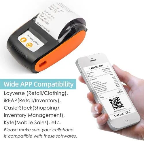 Vista 5 de Impresora portátil de recibos, 2.283 in Mini BT Impresora térmica USB Impresora Móvil, Compatible con Android para Sistema para Restaurantes