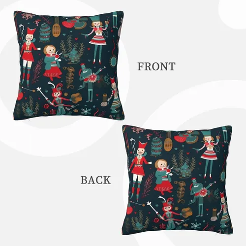 Vista 3 de Fundas de almohada decorativas de 20 x 20 pulgadas, fundas de almohada de doble cara para sofá de mujer, cascanueces de ballet, Navidad, baile