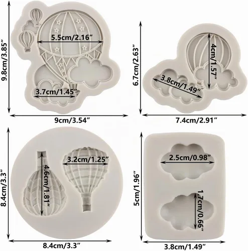 Vista 2 de Sijiangmold - Juego de 4 moldes de silicona para globos de aire caliente