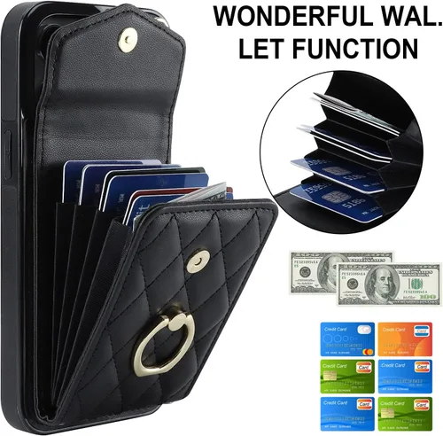 Vista 3 de Asuwish Funda de teléfono para iPhone 13 Pro de 6.1 pulgadas con protector de pantalla de vidrio templado, correa de muñeca, anillo de bloqueo RFID