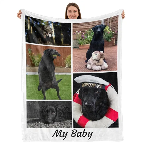 Vista 20 de Mantas personalizadas con fotos, manta personalizada con nombre de imagen para esposa, marido, novio, novia, aniversario, Navidad, cumpleaños, 1 Foto