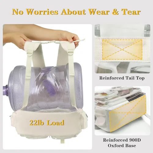 Vista 5 de Mochila transparente de tres capas, bolsa transparente resistente para niños, mochila transparente para niñas y niños (beige)
