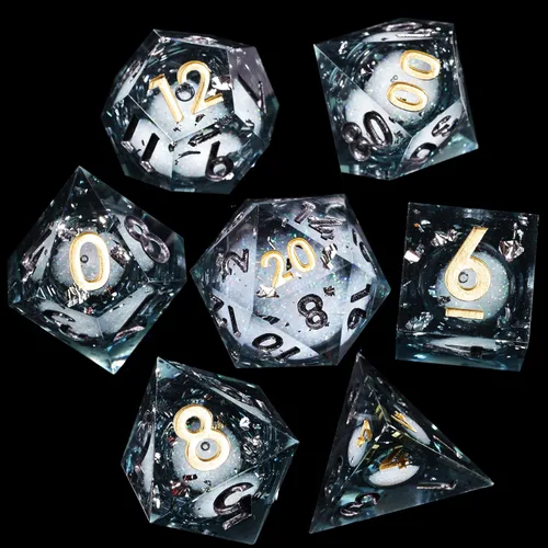Vista 15 de Mini Planet RPG DND - Juego de mesa poliédrico de resina de borde afilado de Dungeons and Dragons, hecho a mano, 7 piezas (dinosaurio 3D)