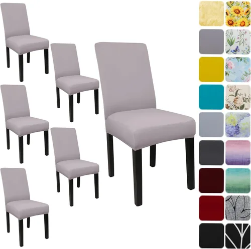 Vista 81 de Fundas para sillas de comedor, juego de 2 fundas, con patrón elástico Parsons, de elastano, extraíbles y lavables, protector para sillas de cocina